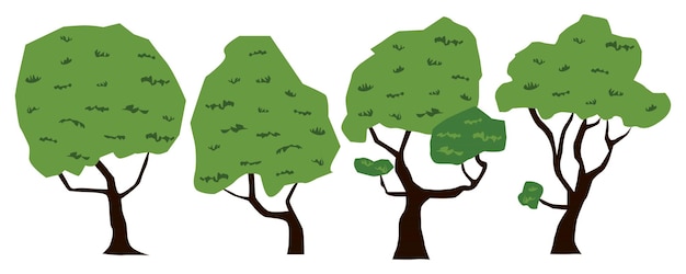 Ilustración vectorial de elementos del conjunto de árboles