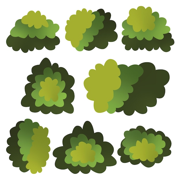 Ilustración vectorial de los elementos del conjunto de hierba