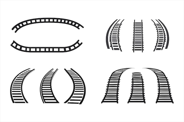 Ilustración vectorial de los elementos constructores de las vías ferroviarias de los trenes