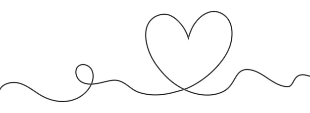 Ilustración vectorial de elementos de decoración de estilo garabateado con línea de corazón dibujado a mano corazón de amor lineal