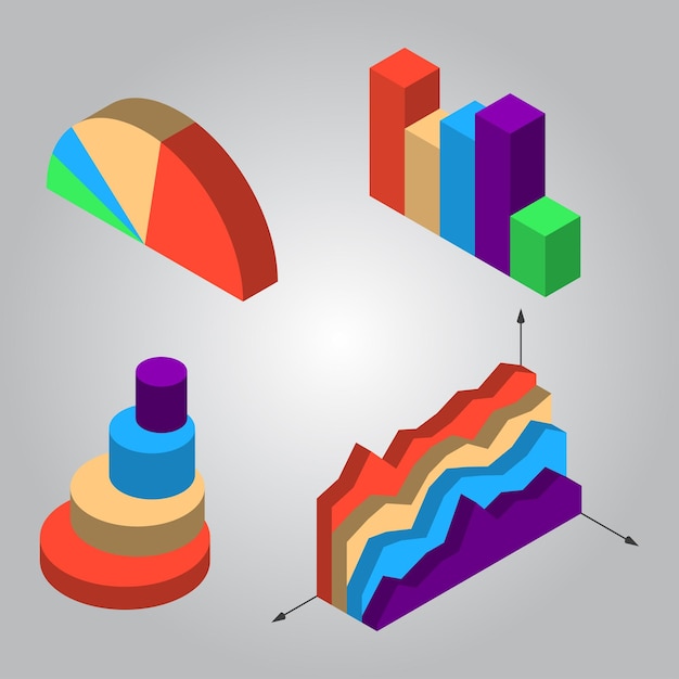 Ilustración vectorial de los elementos del diagrama 3D