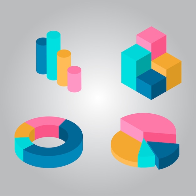 Ilustración vectorial de los elementos del diagrama 3D