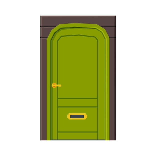 Ilustración vectorial de elementos de diseño arquitectónico de la fachada clásica de la puerta verde