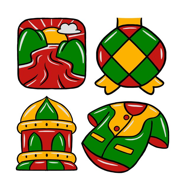 Ilustración vectorial de elementos de Doodle de Ramadán