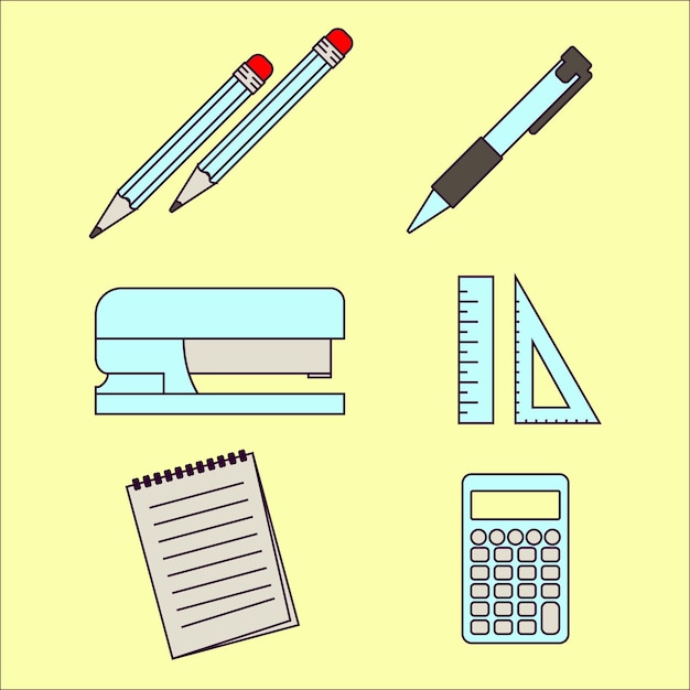 Ilustración vectorial de elementos gráficos de la oficina