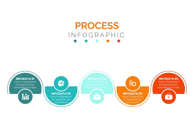 Ilustración vectorial de elementos infográficos circulares personalizables modernos con un borde degradado alrededor