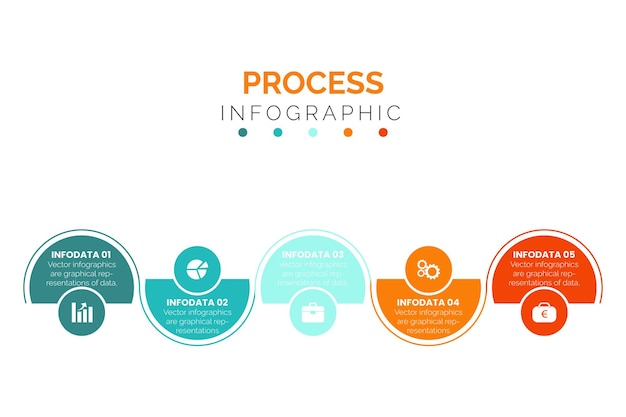 Ilustración vectorial de elementos infográficos circulares personalizables modernos con un borde degradado alrededor