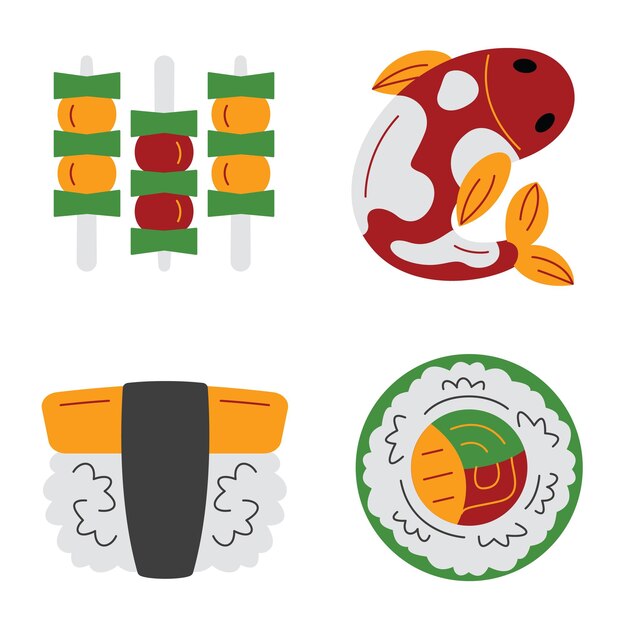 Ilustración vectorial de elementos de Japón