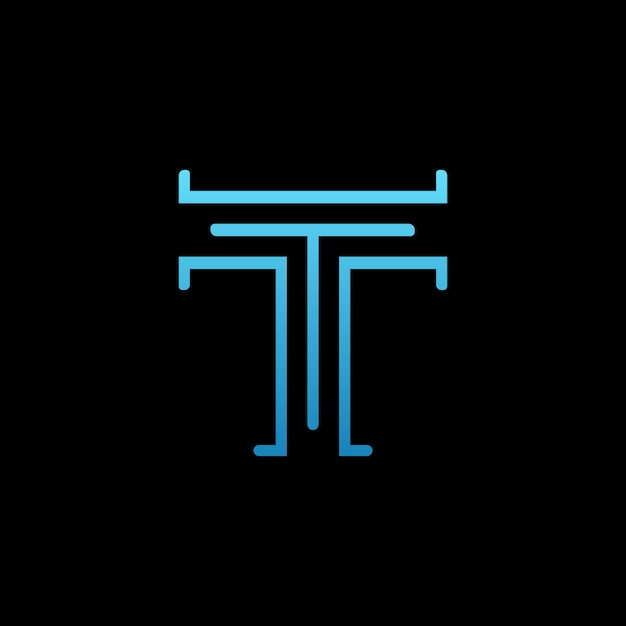 Ilustración vectorial de los elementos de la plantilla del diseño del icono de la letra T
