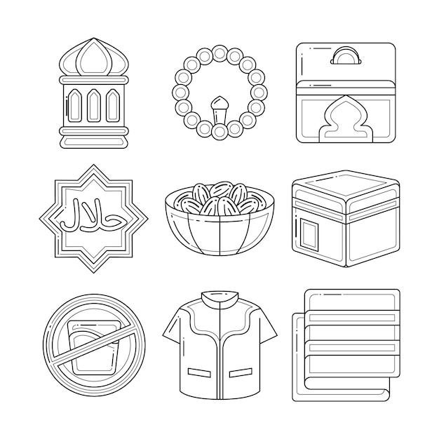 Ilustración vectorial de los elementos de Ramadán