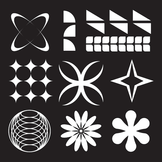 Ilustración vectorial de elementos retrofuturistas