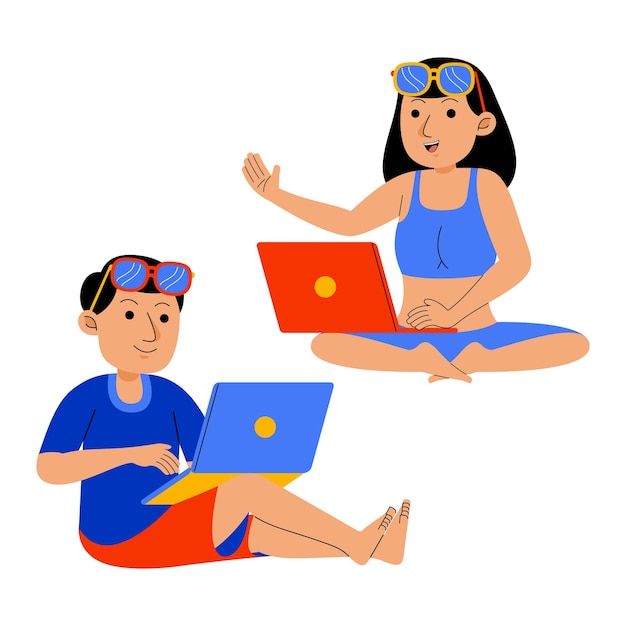 Ilustración vectorial de elementos de vacaciones de verano