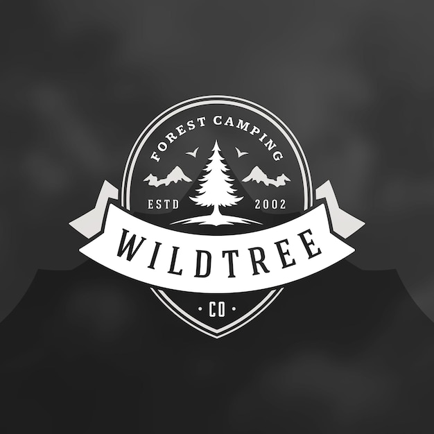 Ilustración vectorial del emblema del campamento forestal