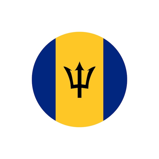 Ilustración vectorial del emblema redondo de la bandera de Barbados