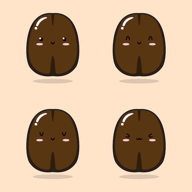 ilustración vectorial de emoji de grano de café
