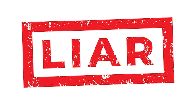 Ilustración vectorial del encabezado de la pegatina de sello grunge aislada de Red Liar