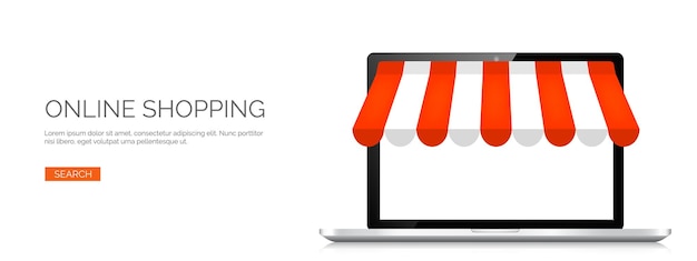 Ilustración vectorial encabezado plano compras tienda web comunicación global comercio comercio electrónico