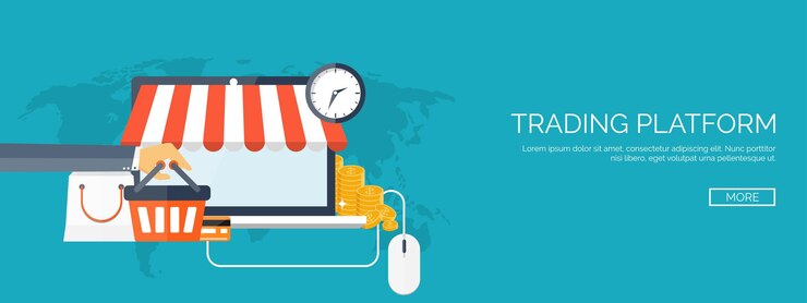 Vector ilustración vectorial encabezado plano compras tienda web comunicación global comercio comercio electrónico