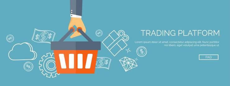 Vector ilustración vectorial encabezado plano compras tienda web comunicación global comercio comercio electrónico