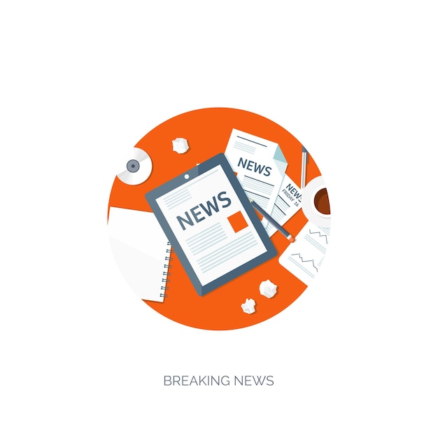 Ilustración vectorial encabezado plano información de boletín de noticias en línea información de mercado empresarial