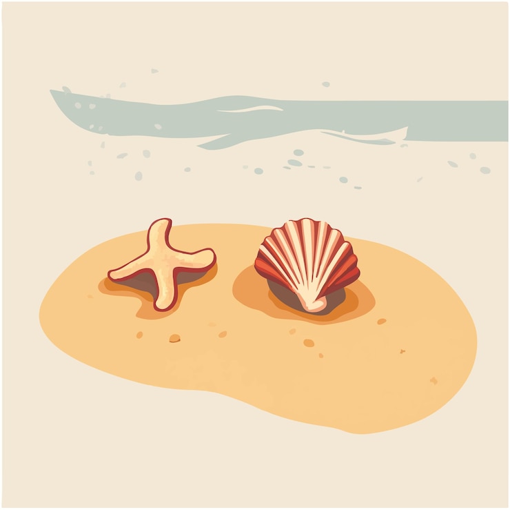 Vector ilustración vectorial del encantador tobillo de concha de mar en sandy beach
