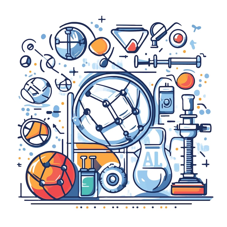 Vector ilustración vectorial encantadora de las ciencias deportivas ilustración vectoria de íconos