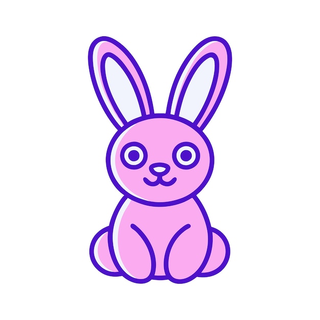Ilustración vectorial encantadora del conejo de Pascua en clipart de dibujos animados y estilos de arte de líneas para imprimir