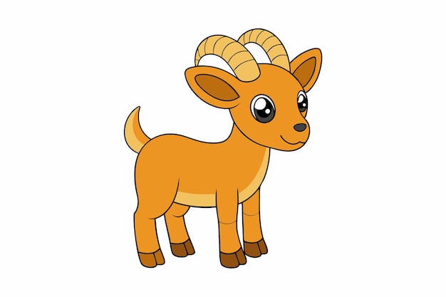 Ilustración vectorial encantadora de Ibex Clipart de dibujos animados y diseño de arte de líneas para gráficos imprimibles