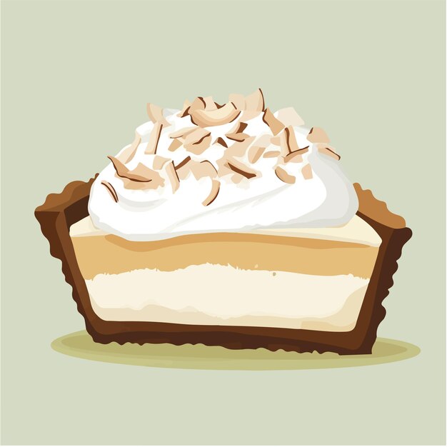 Ilustración vectorial encantadora del icono vectorial de una tarta de crema de coco