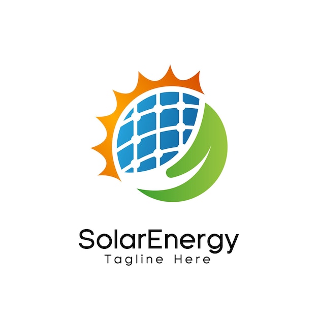Ilustración vectorial de energía verde renovable con logotipo de energía solar