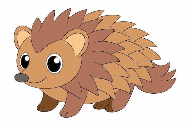 Ilustración vectorial de la equidna Kawaii alegre