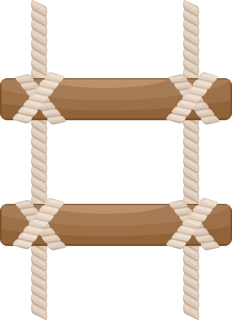 Vector ilustración vectorial de una escalera con cuerda aislada sobre fondo transparente