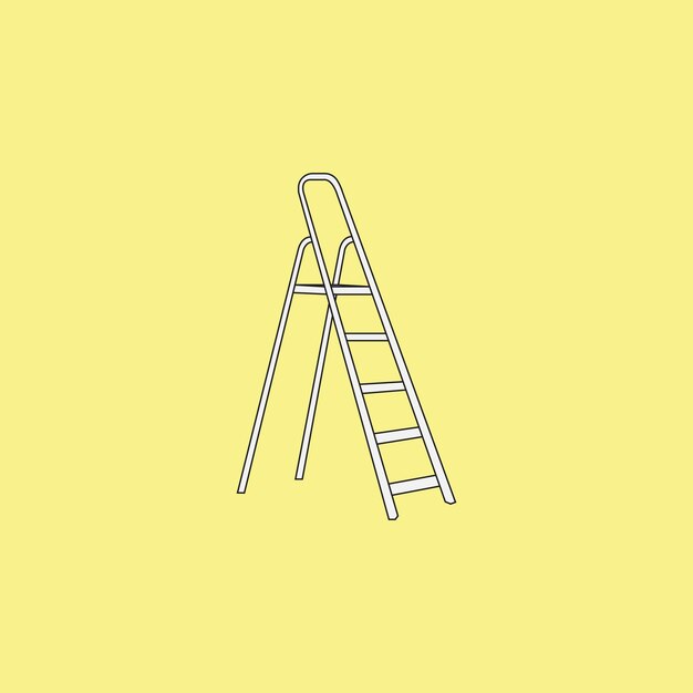 Ilustración vectorial de la escalera de la industria en fondo amarillo