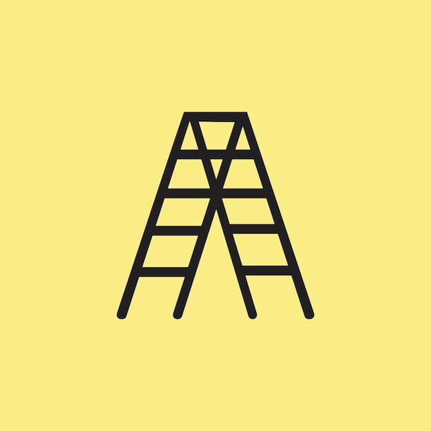 Ilustración vectorial de escalera de madera en fondo amarillo Escalera para necesidades domésticas y de construcción