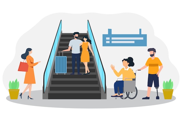 Ilustración vectorial de escalera puede utilizarse para la inmigración