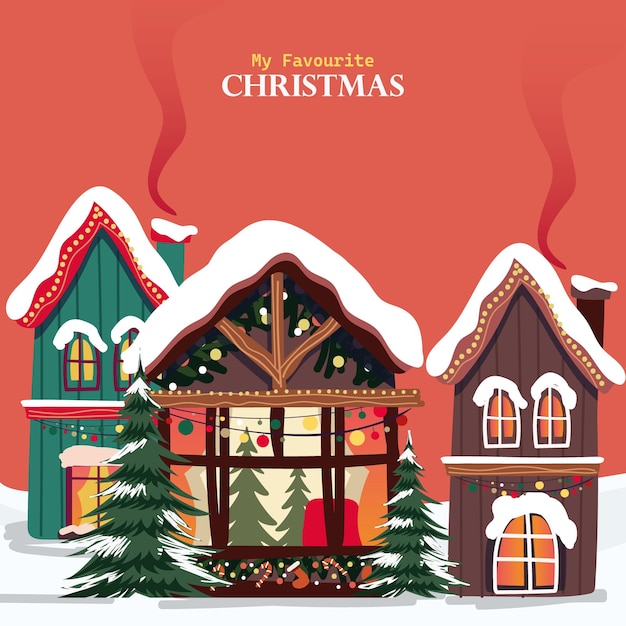 Ilustración vectorial de una escena de Feliz Navidad
