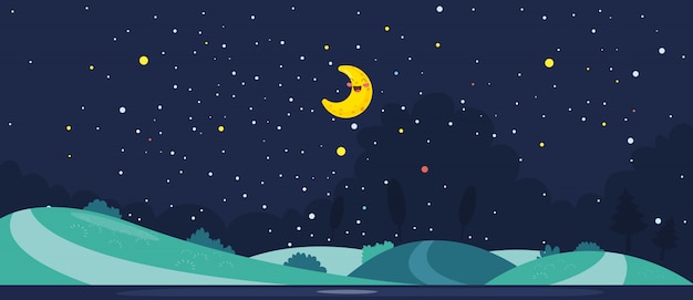 Vector ilustración vectorial de la escena nocturna