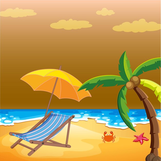 Ilustración vectorial escena de playa diseño de pisos de vacaciones de verano