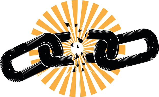 Ilustración vectorial de eslabón de cadena roto aislado sobre fondo transparente