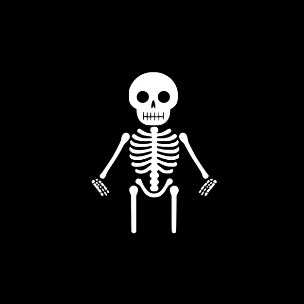 Vector ilustración vectorial de esqueleto minimalista y logotipo plano