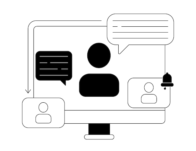 Ilustración vectorial del esquema de la videoconferencia sobre fondo blanco
