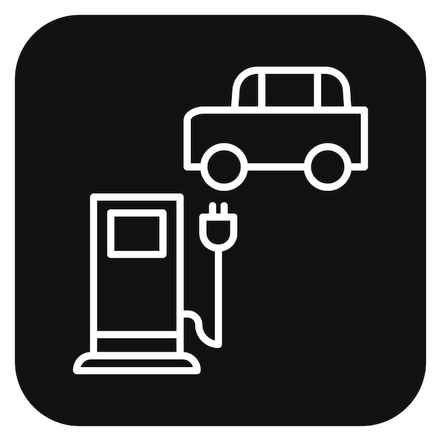 Ilustración vectorial de la estación de automóviles eléctricos
