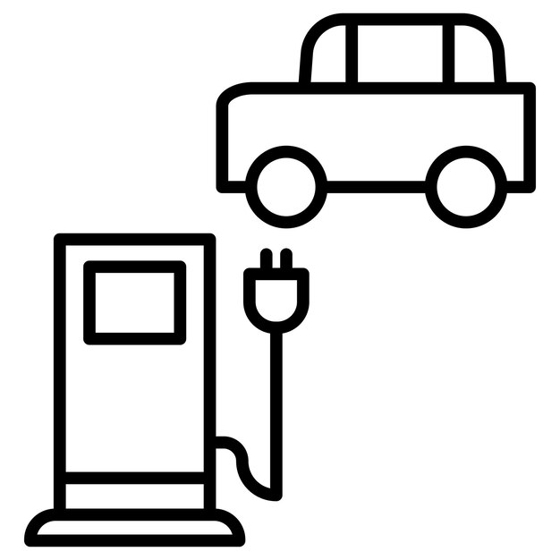 Ilustración vectorial de la estación de automóviles eléctricos