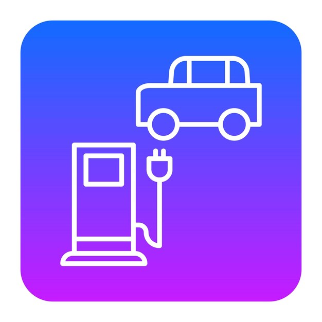 Ilustración vectorial de la estación de automóviles eléctricos