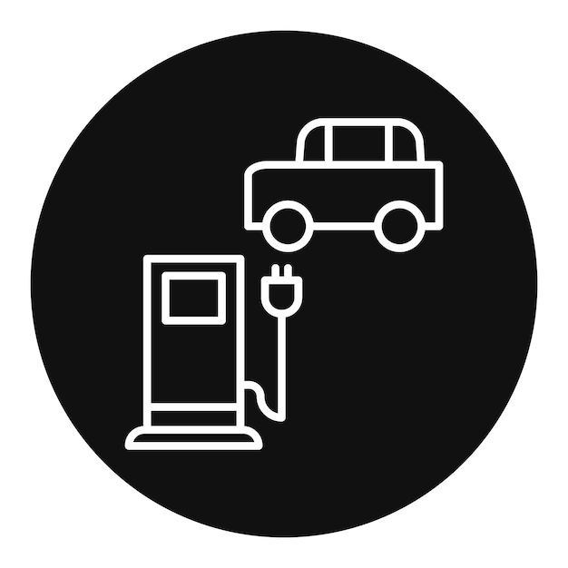 Ilustración vectorial de la estación de automóviles eléctricos