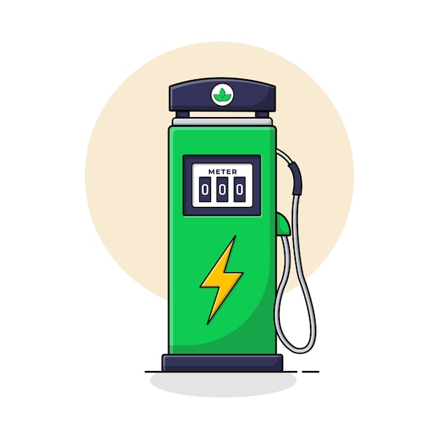 Ilustración vectorial de la estación de carga de automóviles eléctricos ecológicos