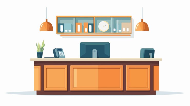 Vector ilustración vectorial de la estación de enfermería profesional aislada en fondo blanco