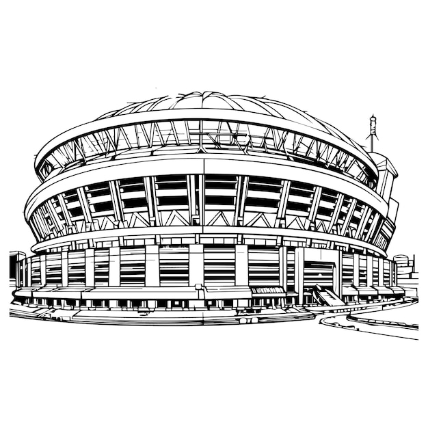 Ilustración vectorial del estadio de fútbol página para colorear