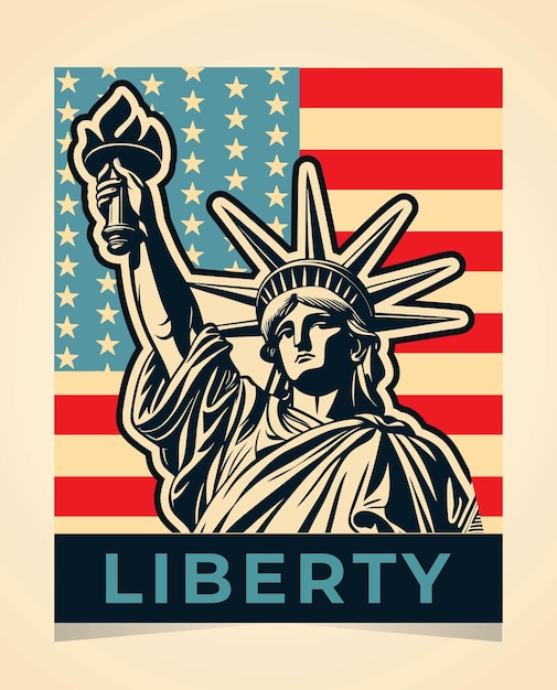 Ilustración vectorial de la Estatua de la Libertad 4o Día de la Independencia de Estados Unidos