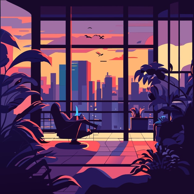 Vector ilustración vectorial estética de lofi chill